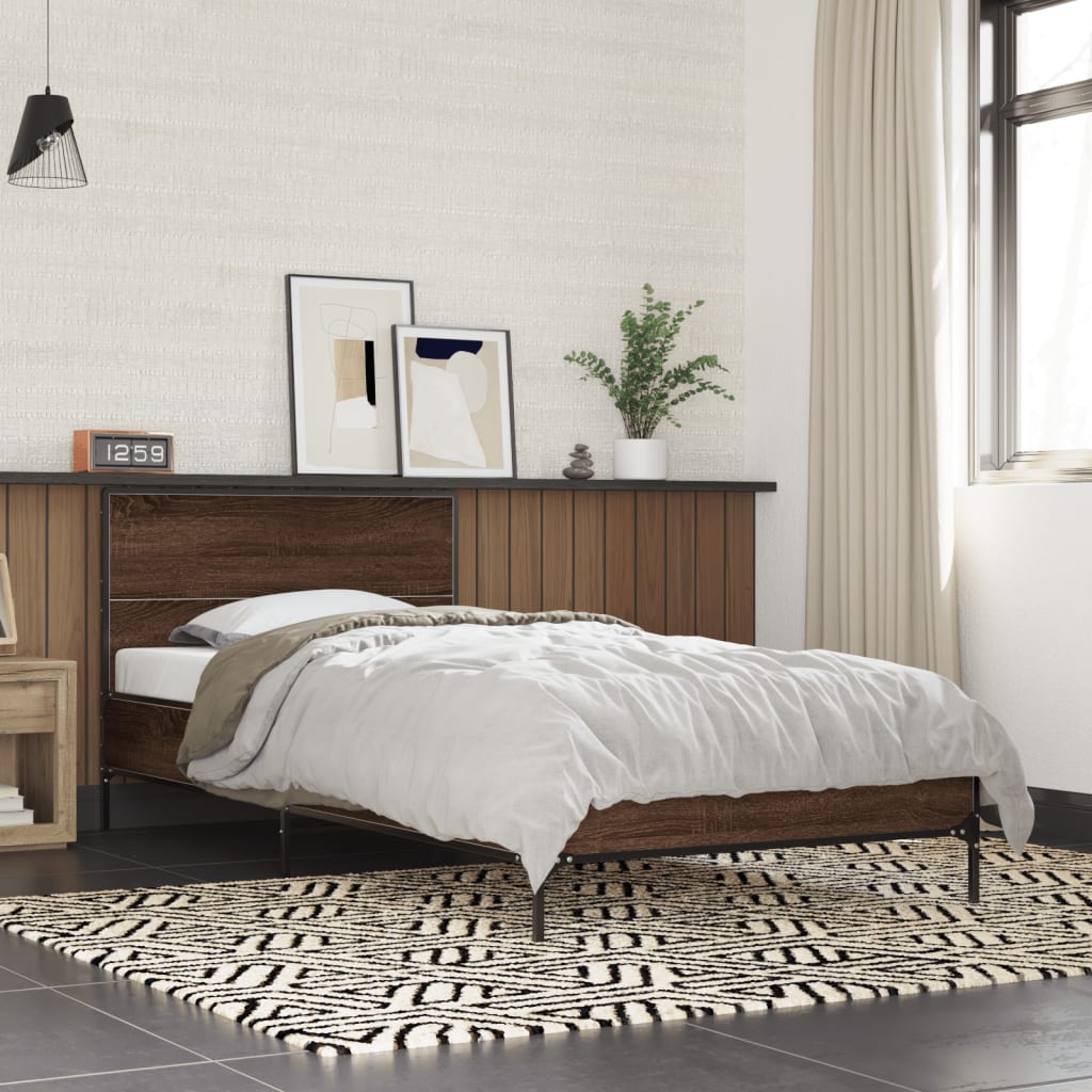 Bed Frame without Mattress Brown Oak 75x190 cm Small Single