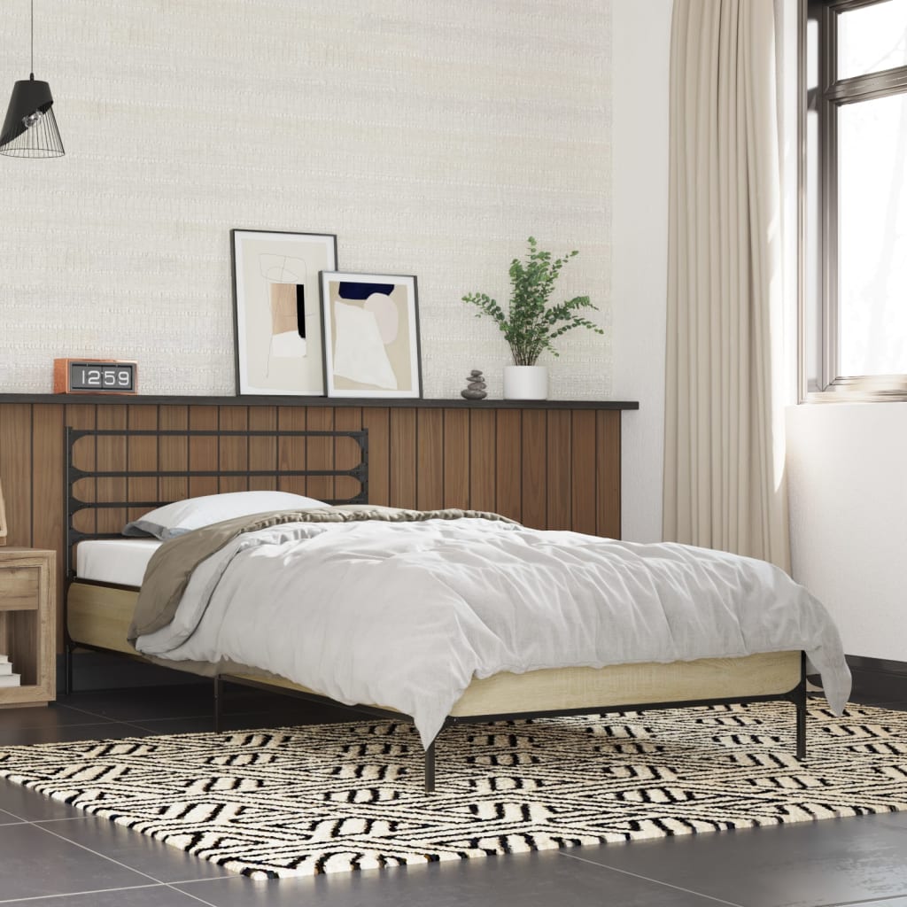Bed Frame without Mattress Sonoma Oak 100x200 cm