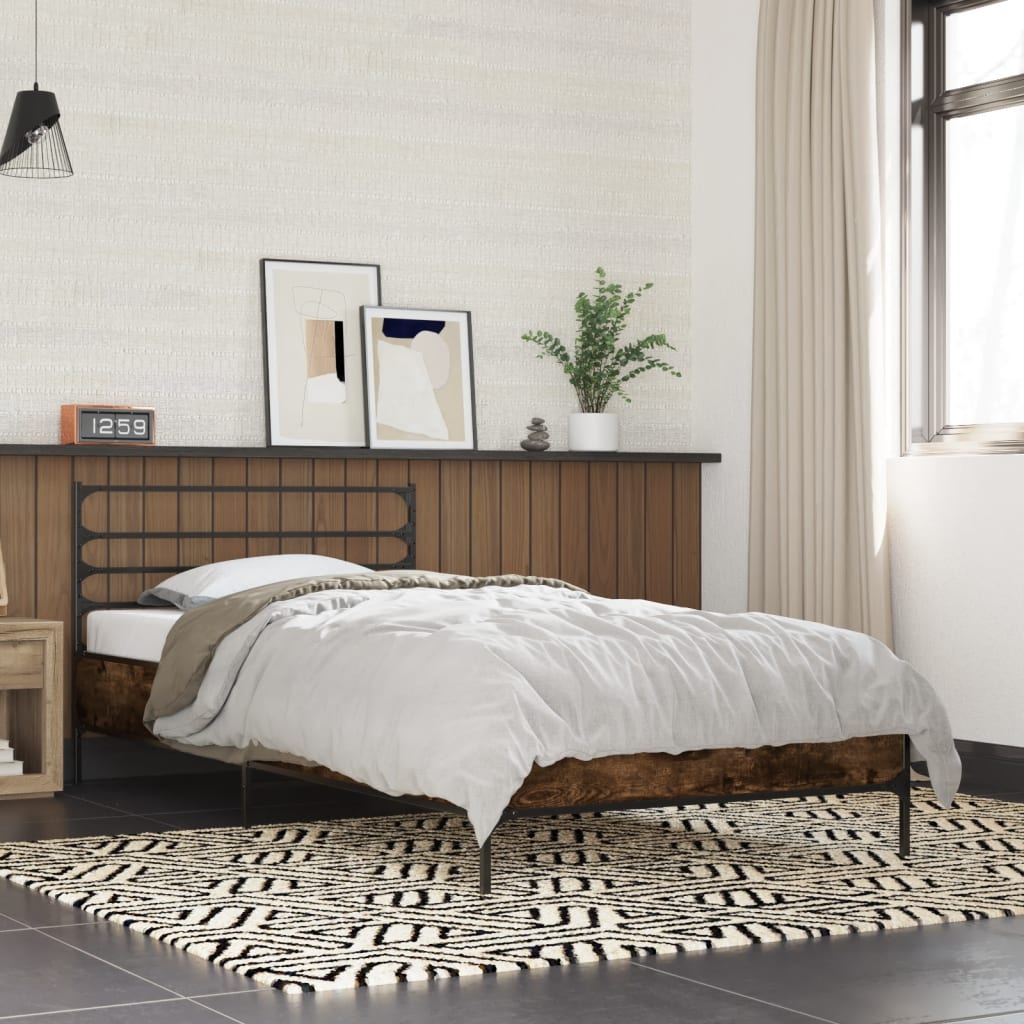 Bed Frame without Mattress Smoked Oak 100x200 cm