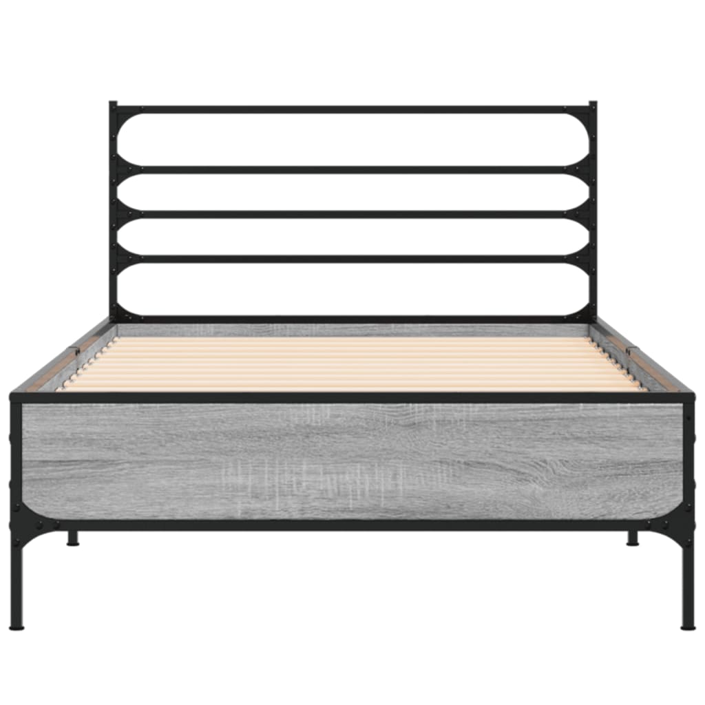 Bed Frame without Mattress Grey Sonoma 75x190 cm Small Single