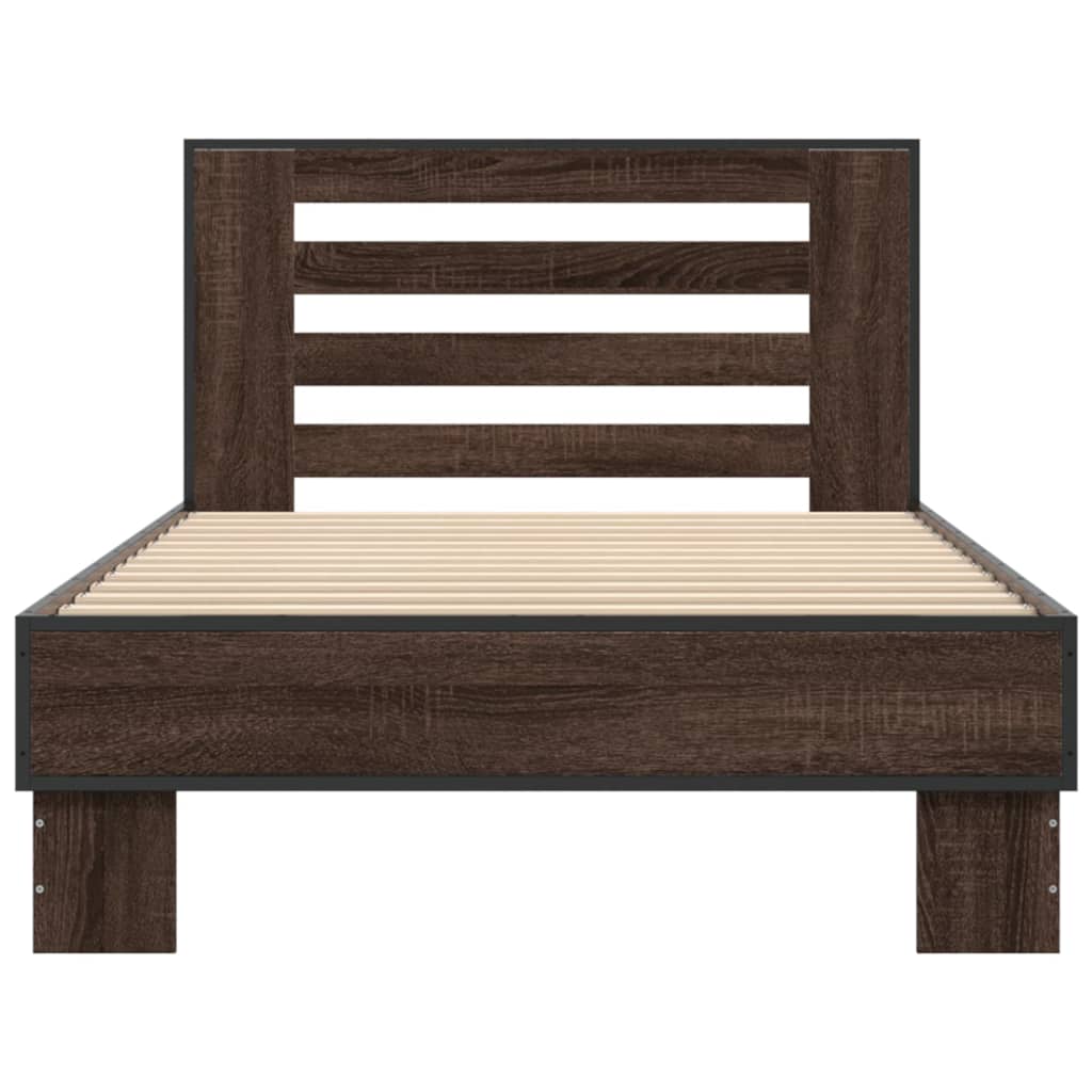 Bed Frame without Mattress Brown Oak 100x200 cm