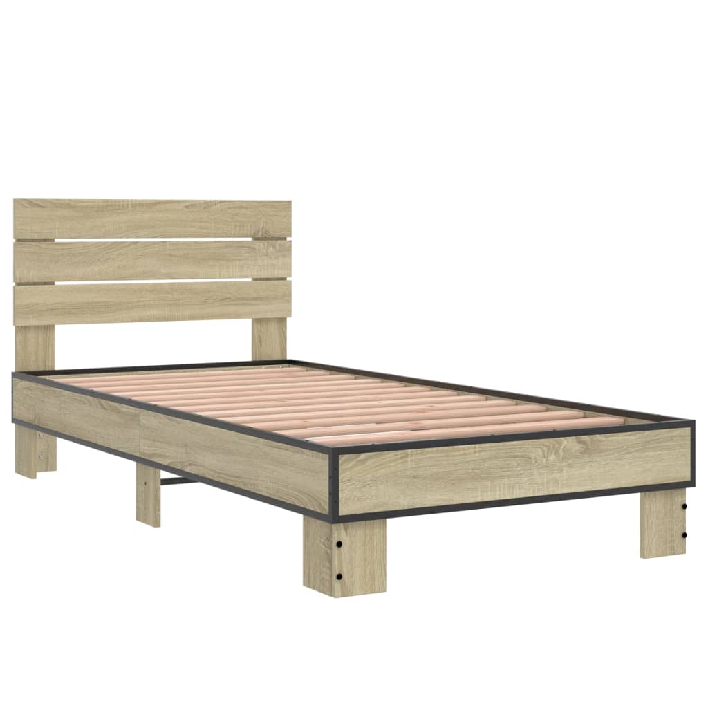 Bed Frame without Mattress Sonoma Oak 75x190 cm Small Single