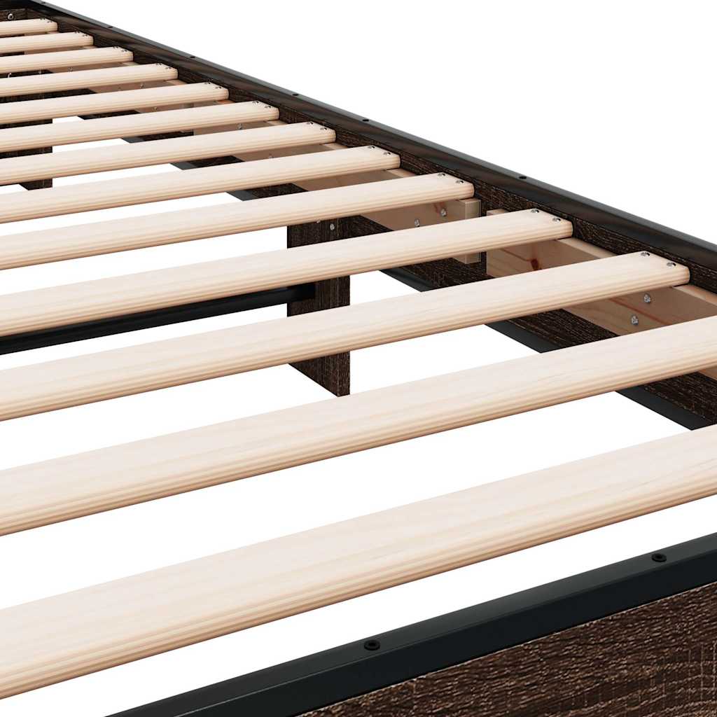 Bed Frame without Mattress Brown Oak 100x200 cm