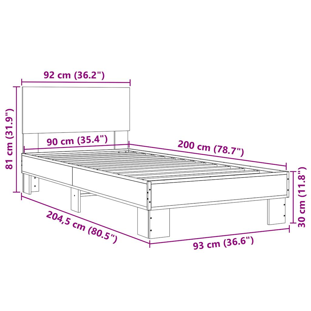 Bed Frame without Mattress Smoked Oak 90x200 cm