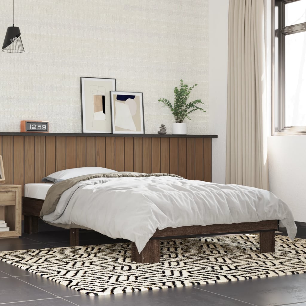 Bed Frame without Mattress Brown Oak 90x200 cm