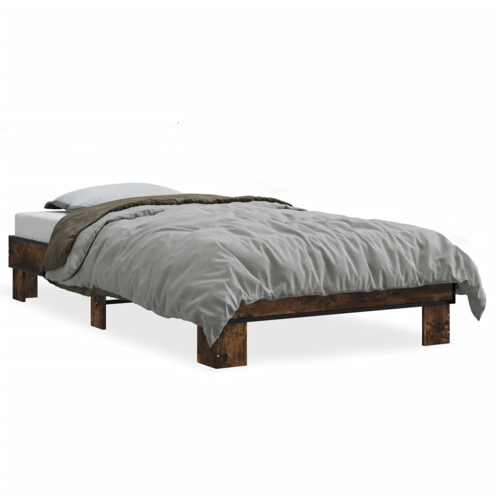 Bed Frame without Mattress Smoked Oak 75x190 cm Small Single