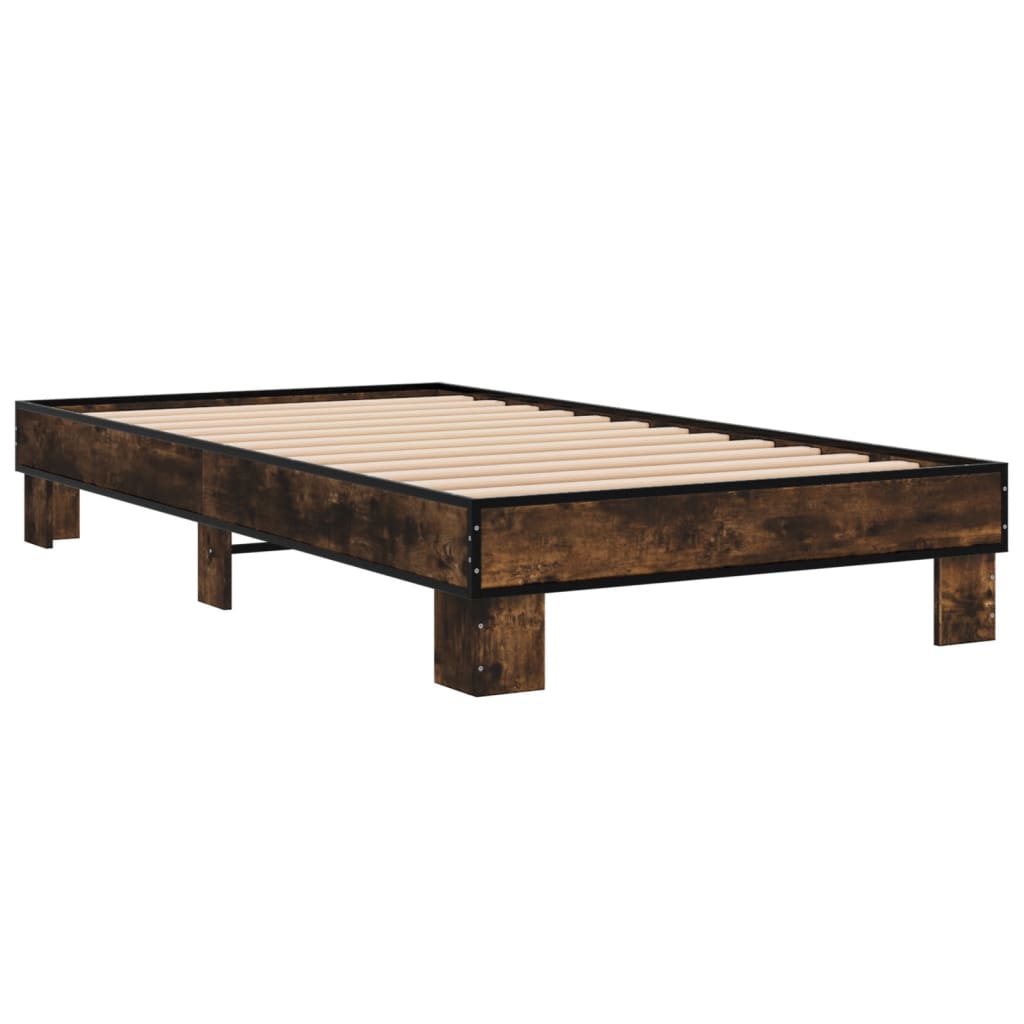 Bed Frame without Mattress Smoked Oak 75x190 cm Small Single
