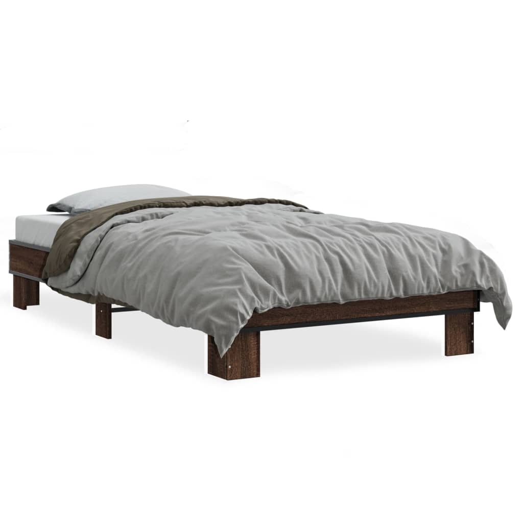 Bed Frame without Mattress Brown Oak 75x190 cm Small Single