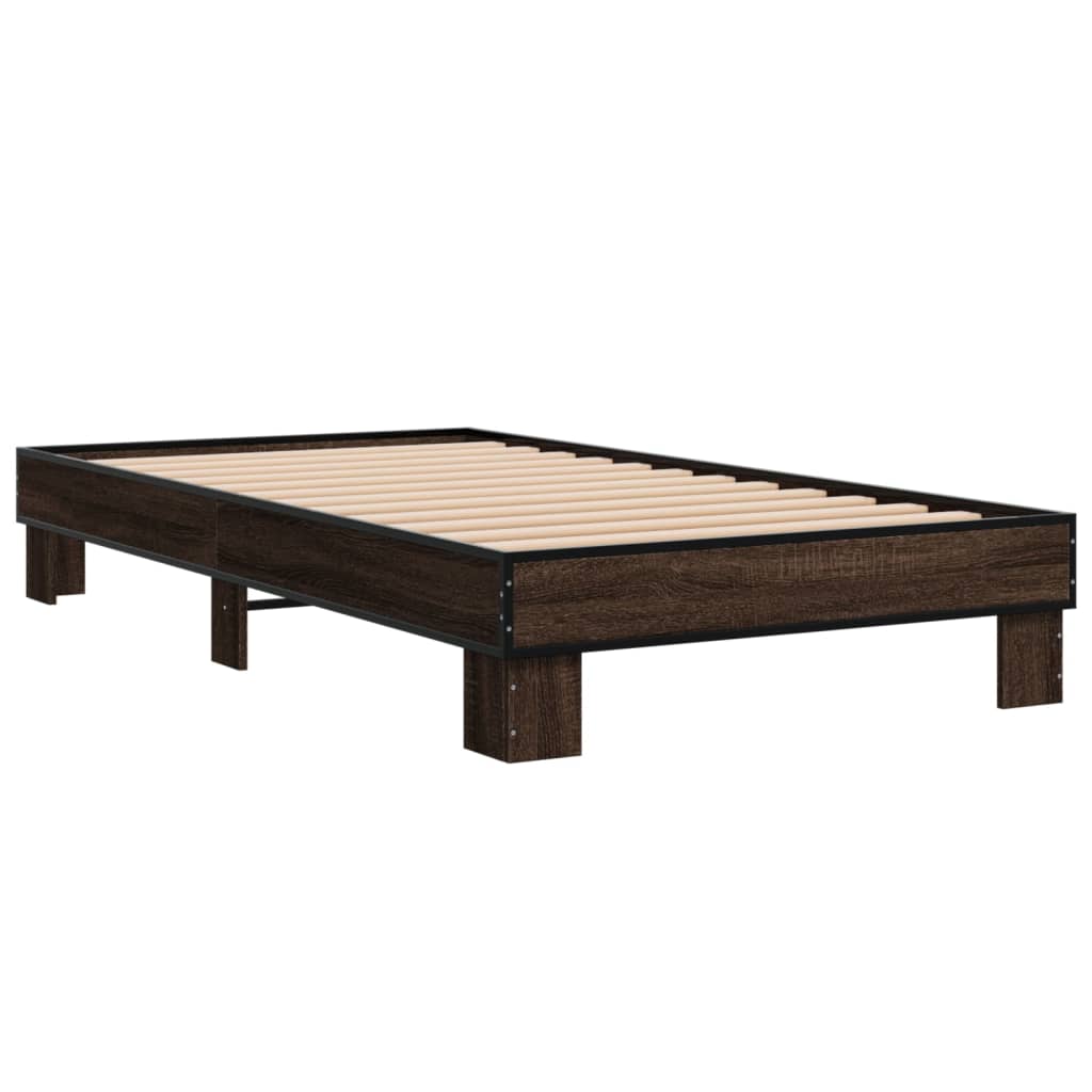 Bed Frame without Mattress Brown Oak 75x190 cm Small Single