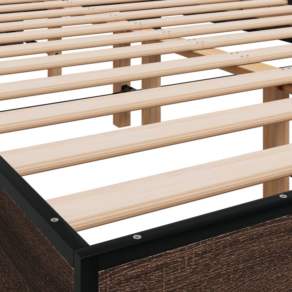 Bed Frame without Mattress Brown Oak 140x190 cm