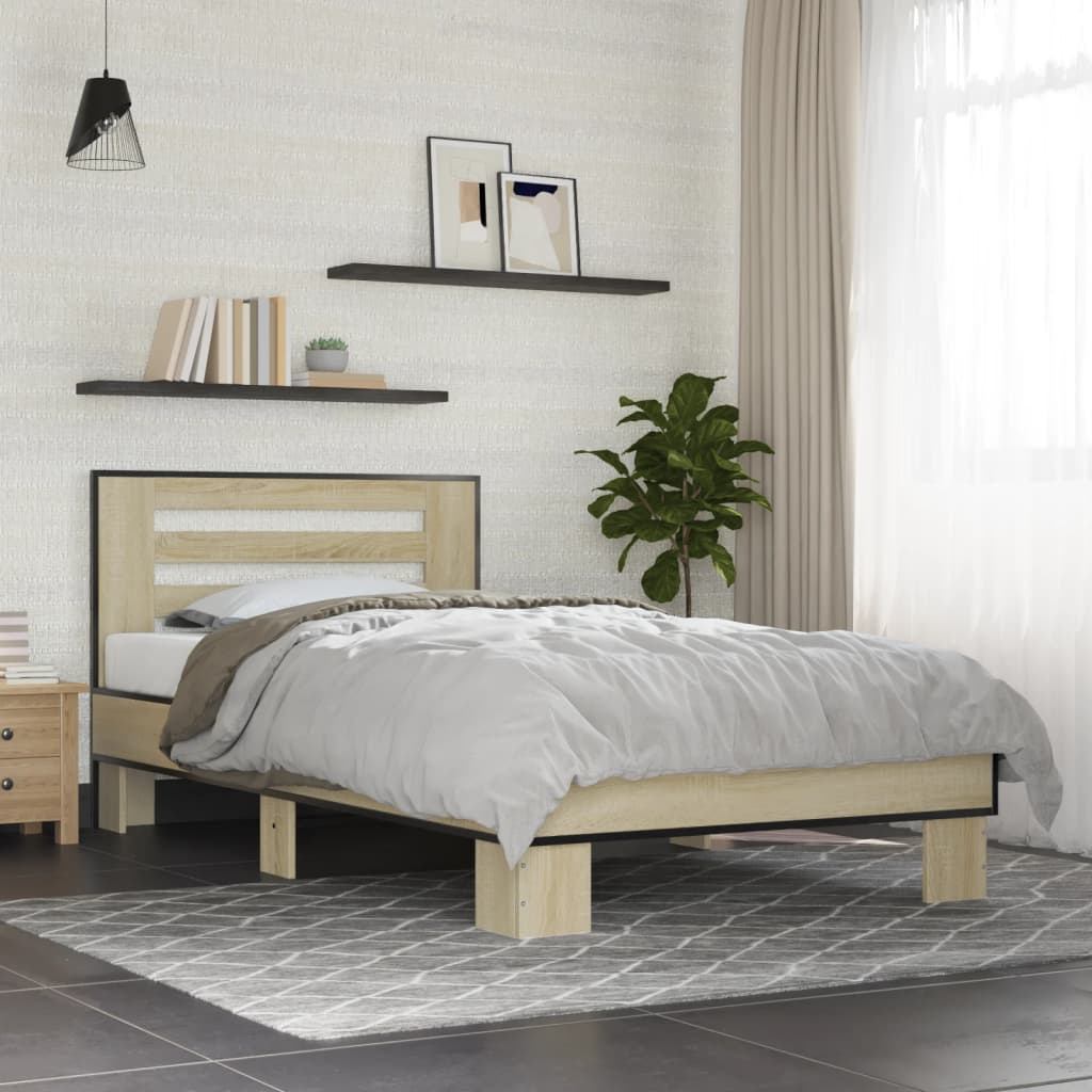 Bed Frame without Mattress Sonoma Oak 90x190 cm Single