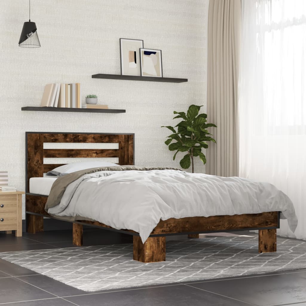 Bed Frame without Mattress Smoked Oak 90x190 cm Single