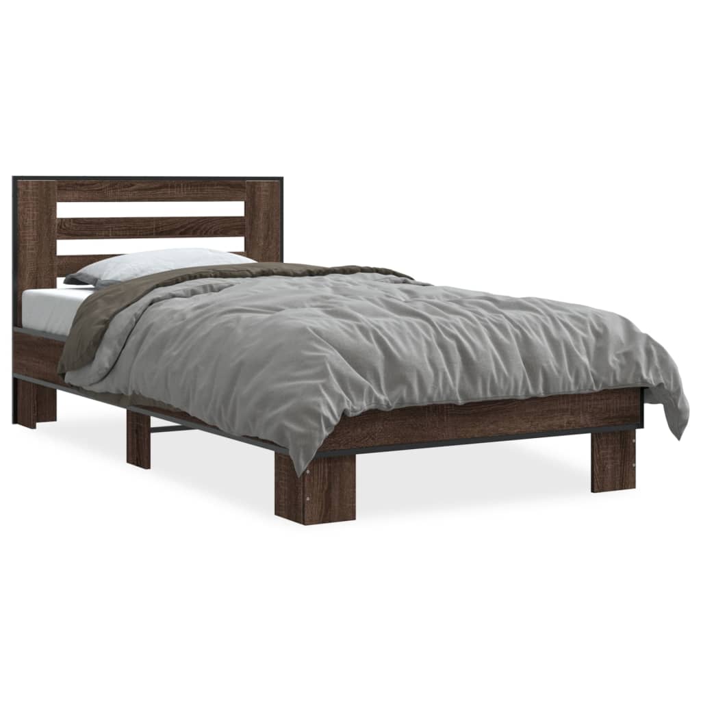 Bed Frame without Mattress Brown Oak 90x190 cm Single