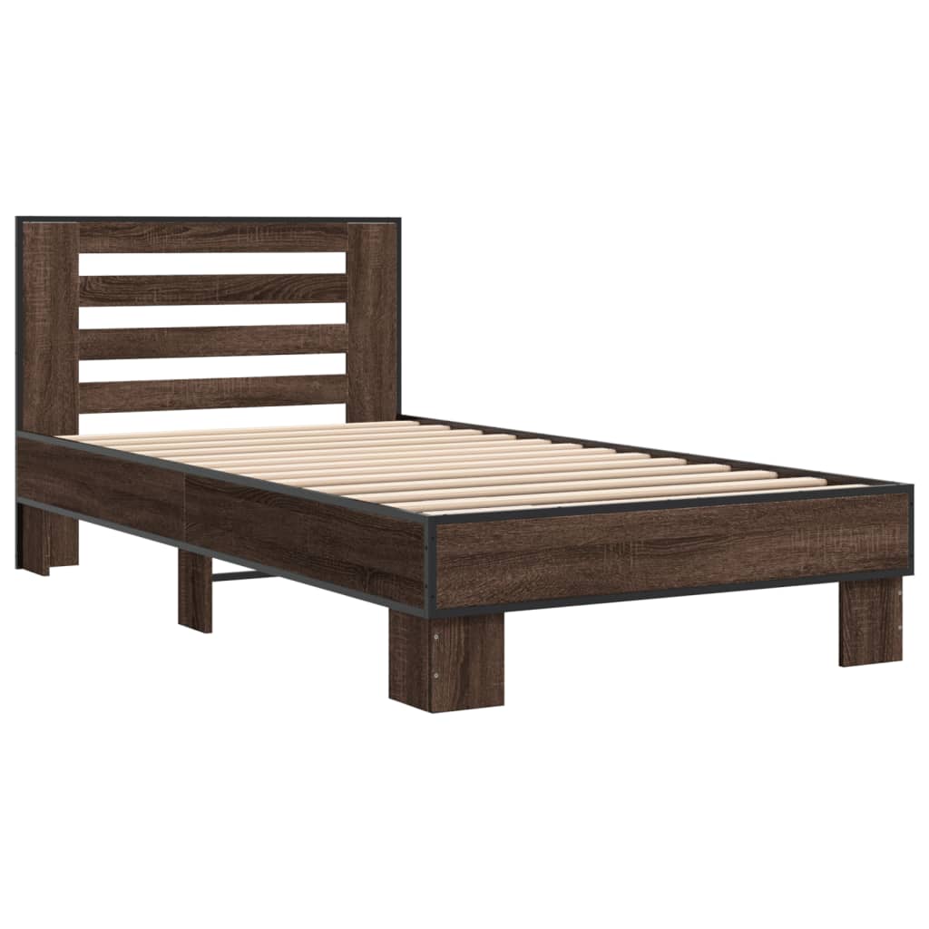 Bed Frame without Mattress Brown Oak 90x190 cm Single