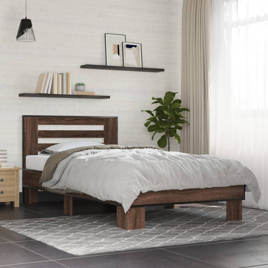 Bed Frame without Mattress Brown Oak 90x190 cm Single