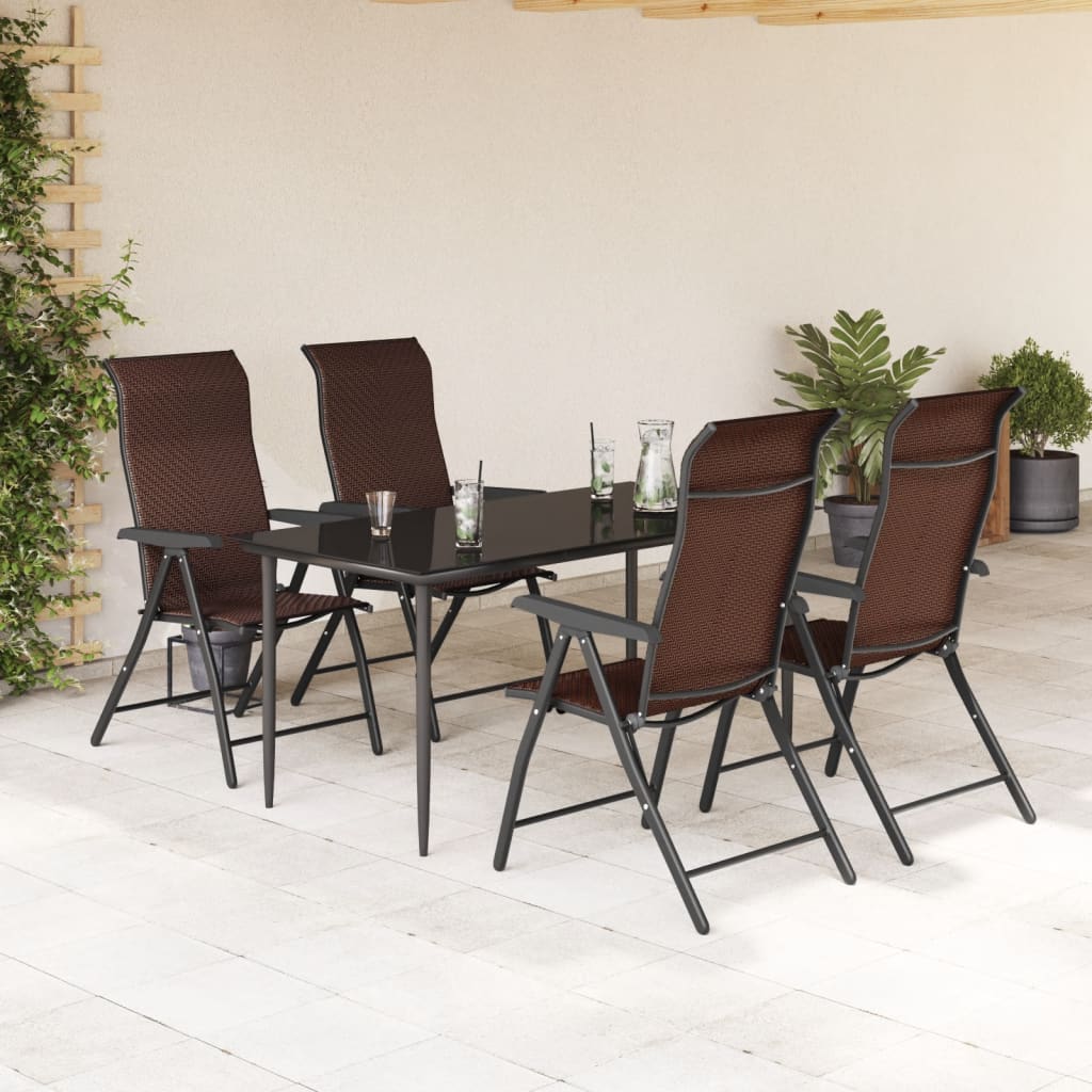 Folding Garden Chairs 4 pcs Brown Poly Rattan