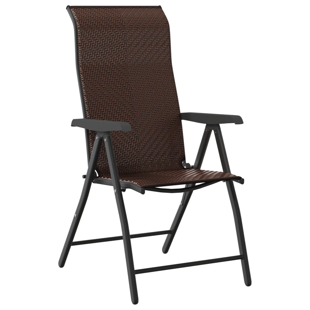 Folding Garden Chairs 4 pcs Brown Poly Rattan