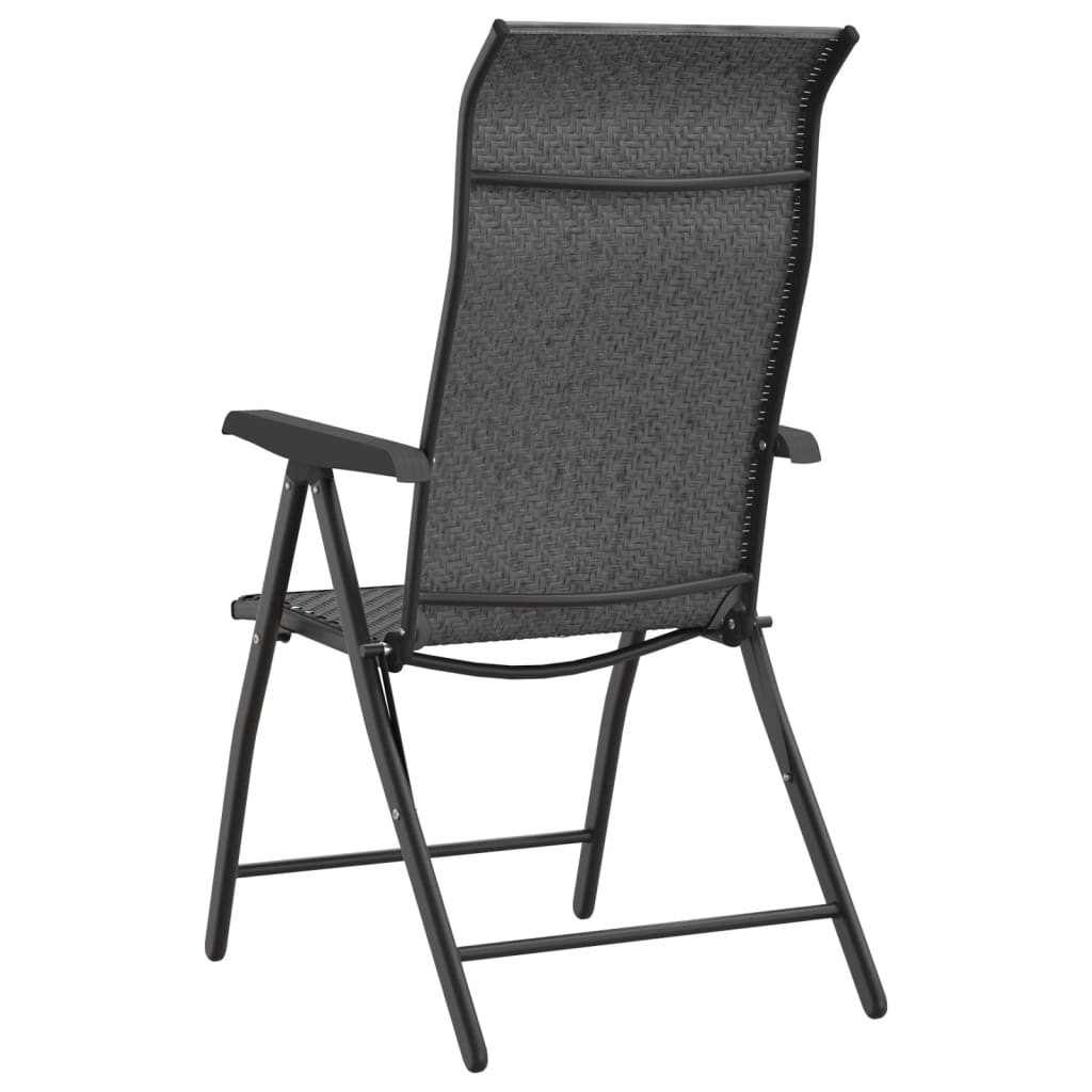 Folding Garden Chairs 8 pcs Grey Poly Rattan