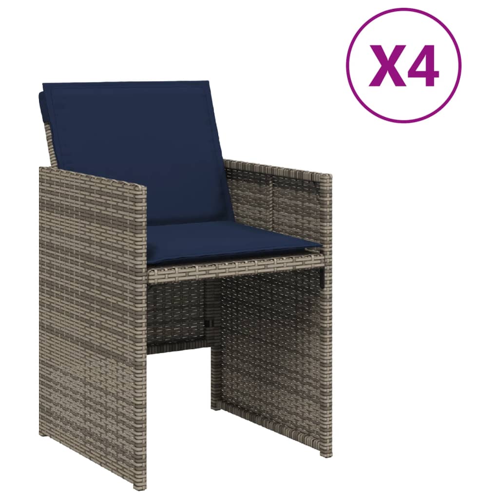 Garden Chairs with Cushions 4 pcs Grey Poly Rattan
