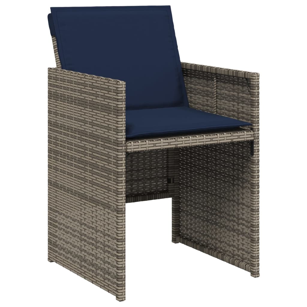 Garden Chairs with Cushions 4 pcs Grey Poly Rattan