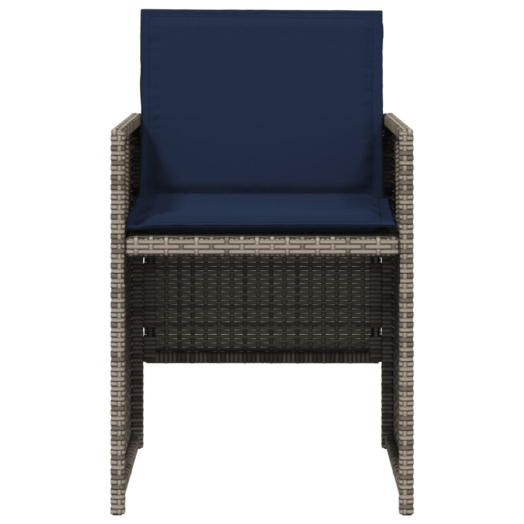 Garden Chairs with Cushions 4 pcs Grey Poly Rattan