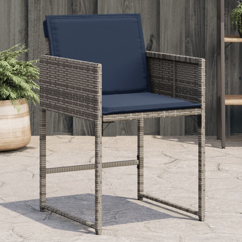 Garden Chairs with Cushions 4 pcs Grey Poly Rattan