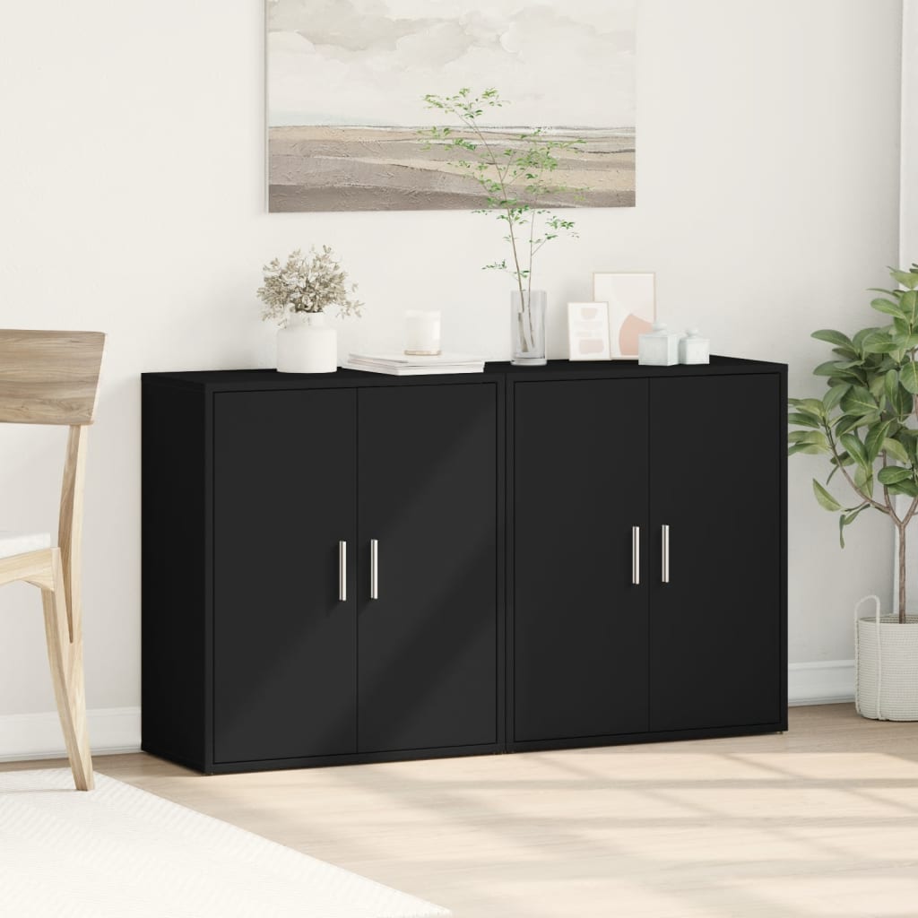 Sideboards 2 pcs Black 60x31x70 cm Engineered Wood