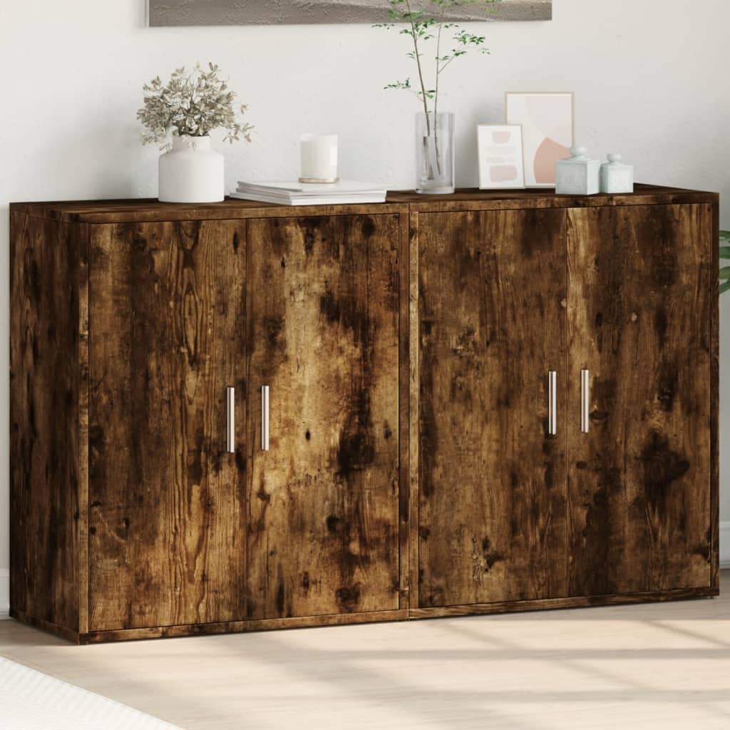 Sideboards 2 pcs Smoked Oak 60x31x70 cm Engineered Wood