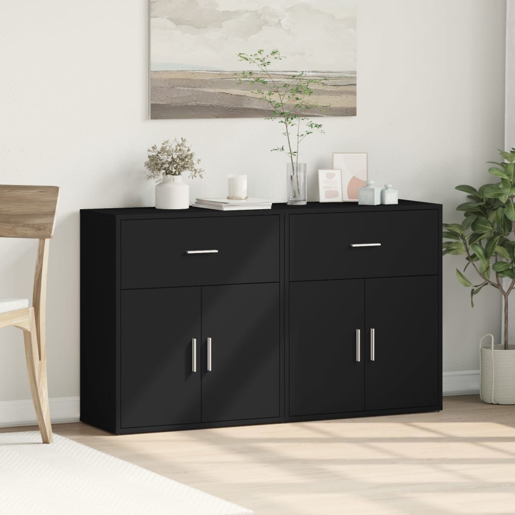 Sideboards 2 pcs Black 60x31x70 cm Engineered Wood