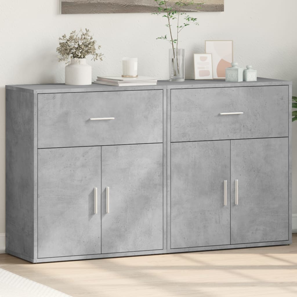 Sideboards 2 pcs Concrete Grey 60x31x70 cm Engineered Wood