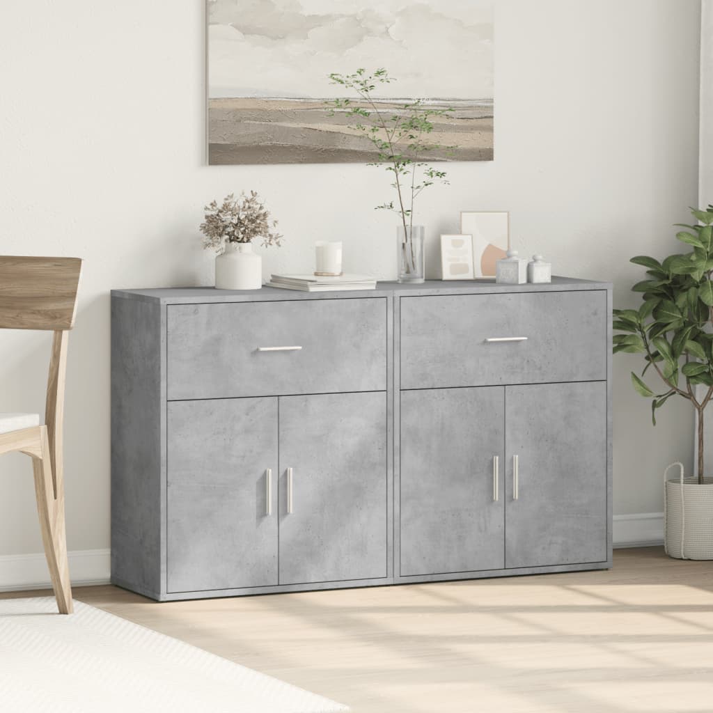 Sideboards 2 pcs Concrete Grey 60x31x70 cm Engineered Wood