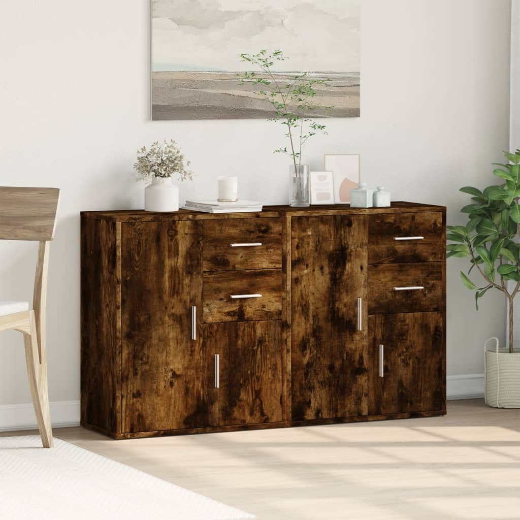 Sideboards 2 pcs Smoked Oak 60x31x70 cm Engineered Wood