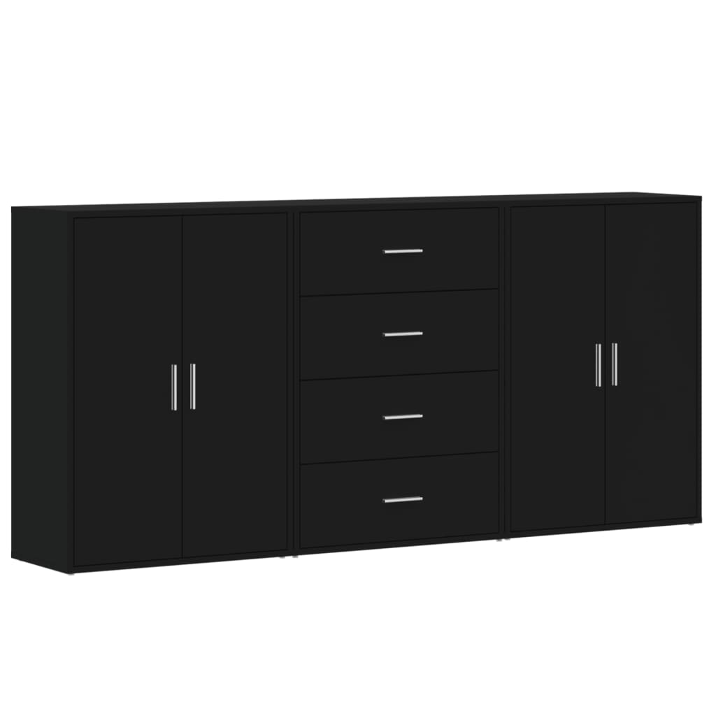 Sideboards 3 pcs Black 60x31x84 cm Engineered Wood