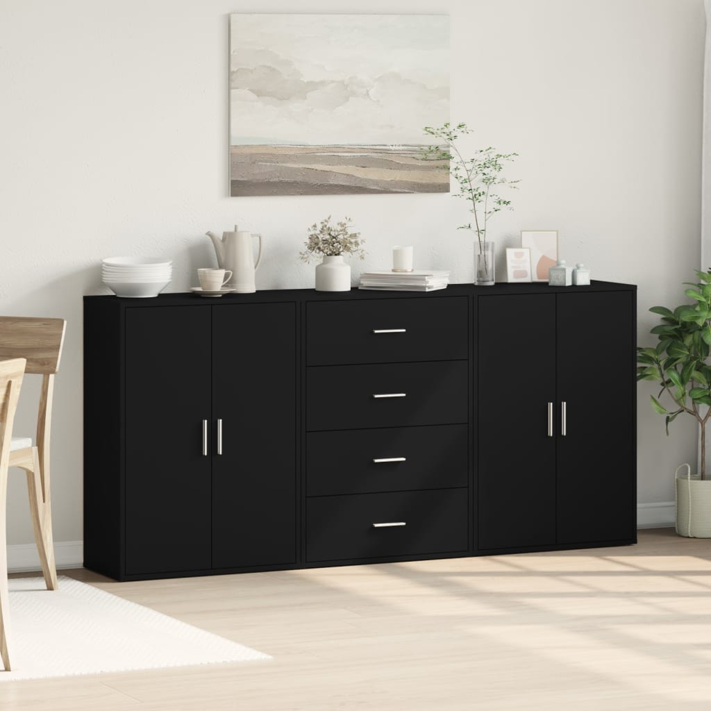 Sideboards 3 pcs Black 60x31x84 cm Engineered Wood