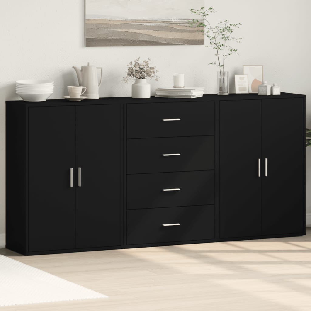 Sideboards 3 pcs Black 60x31x84 cm Engineered Wood