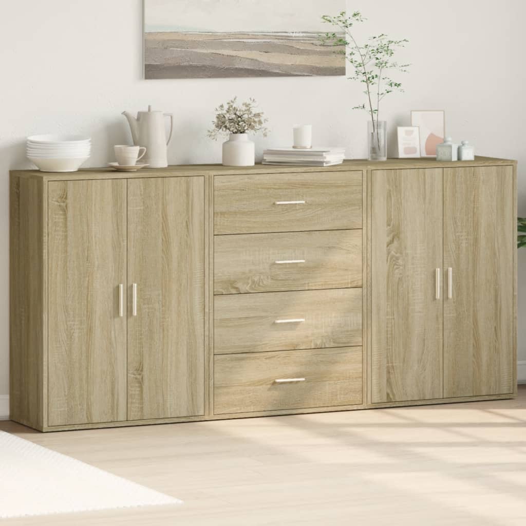 Sideboards 3 pcs Sonoma Oak 60x31x84 cm Engineered Wood