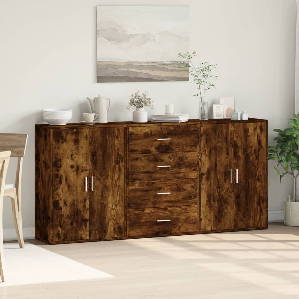 Sideboards 3 pcs Smoked Oak 60x31x84 cm Engineered Wood