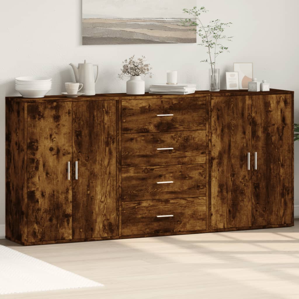 Sideboards 3 pcs Smoked Oak 60x31x84 cm Engineered Wood