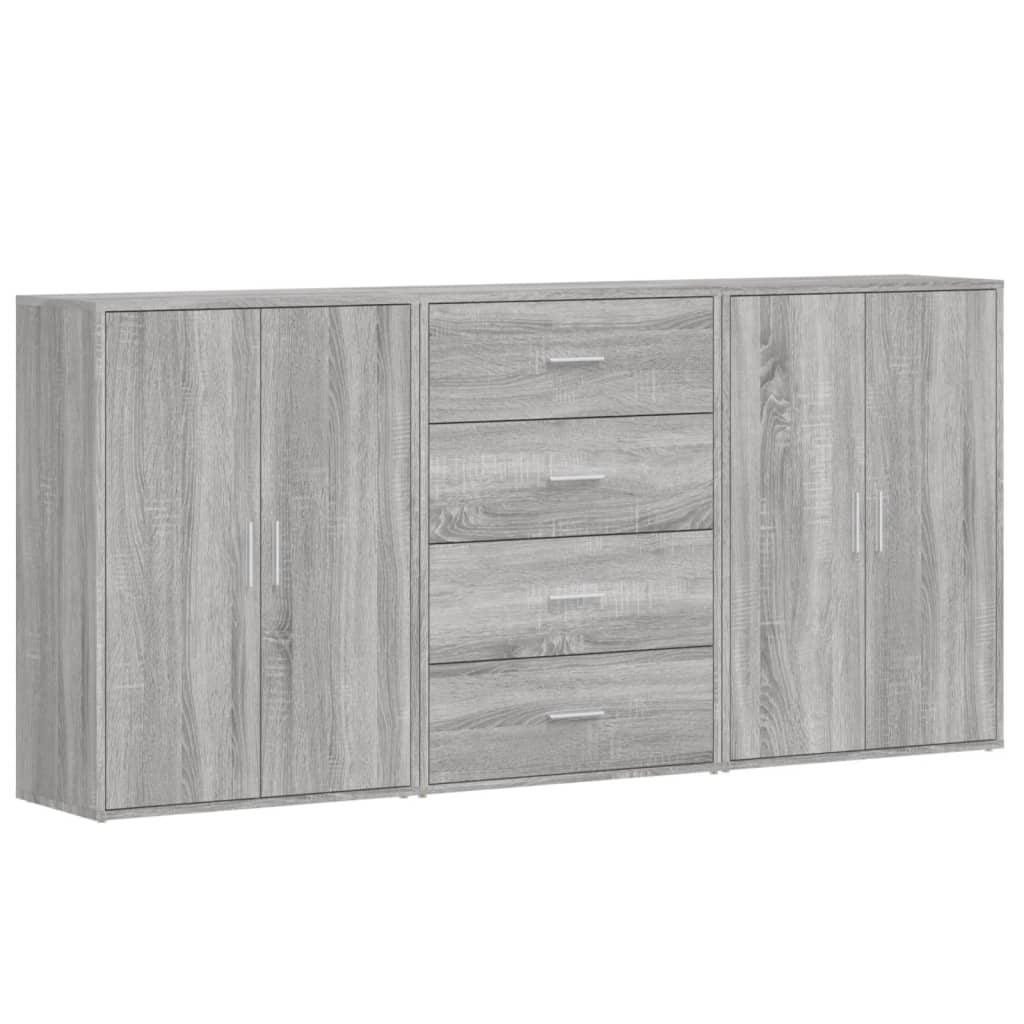 Sideboards 3 pcs Grey Sonoma 60x31x84 cm Engineered Wood