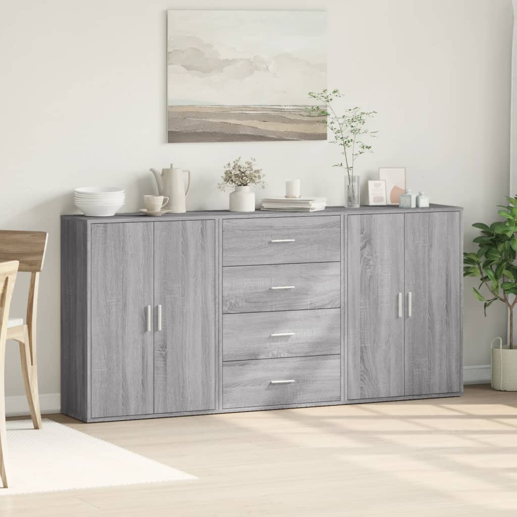Sideboards 3 pcs Grey Sonoma 60x31x84 cm Engineered Wood