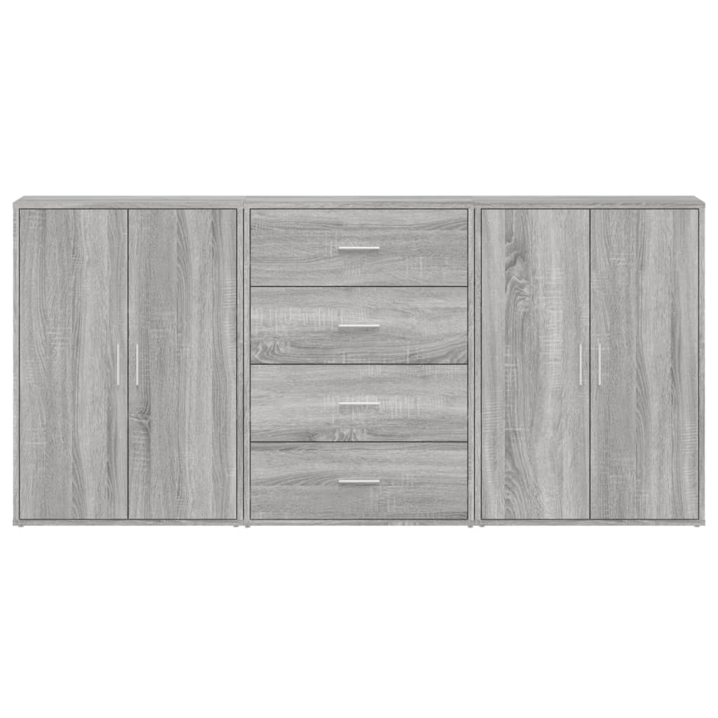 Sideboards 3 pcs Grey Sonoma 60x31x84 cm Engineered Wood
