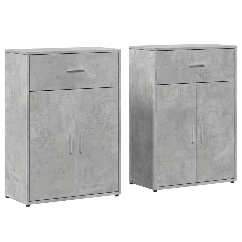 Sideboards 2 pcs Concrete Grey 60x30x84 cm Engineered Wood