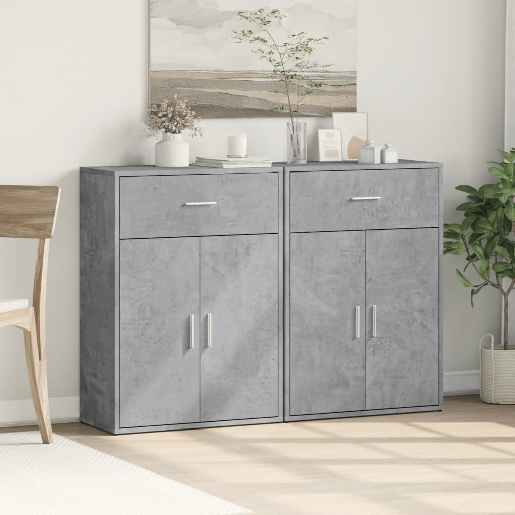 Sideboards 2 pcs Concrete Grey 60x30x84 cm Engineered Wood