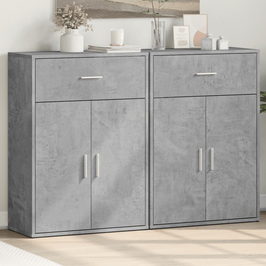 Sideboards 2 pcs Concrete Grey 60x30x84 cm Engineered Wood