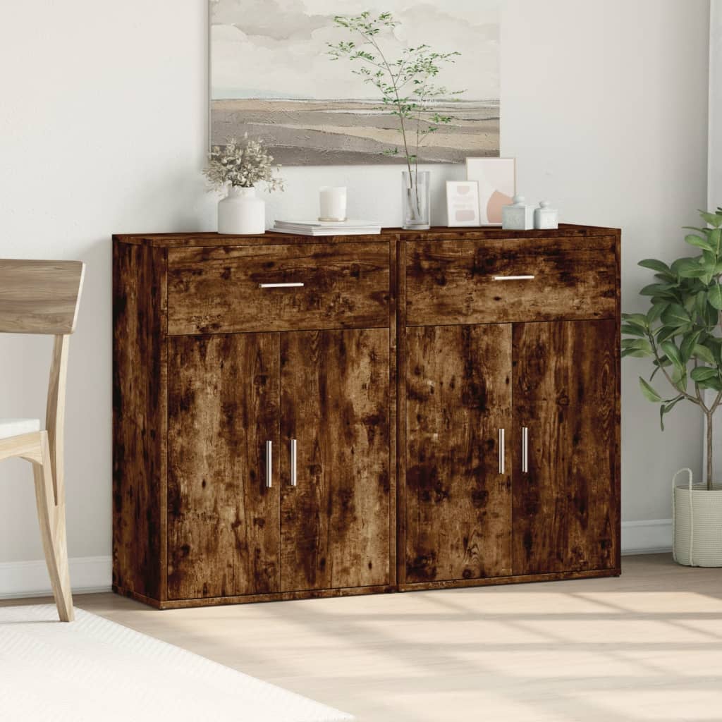 Sideboards 2 pcs Smoked Oak 60x30x84 cm Engineered Wood