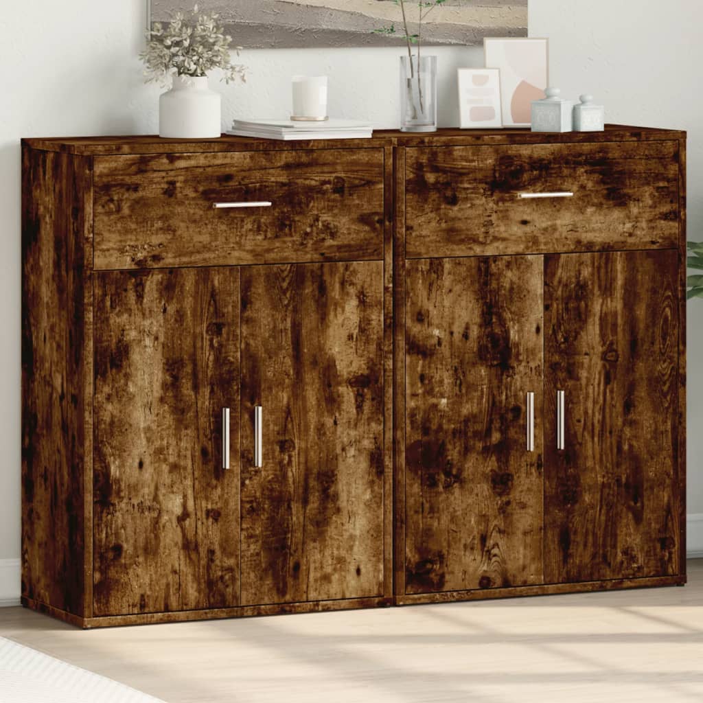 Sideboards 2 pcs Smoked Oak 60x30x84 cm Engineered Wood