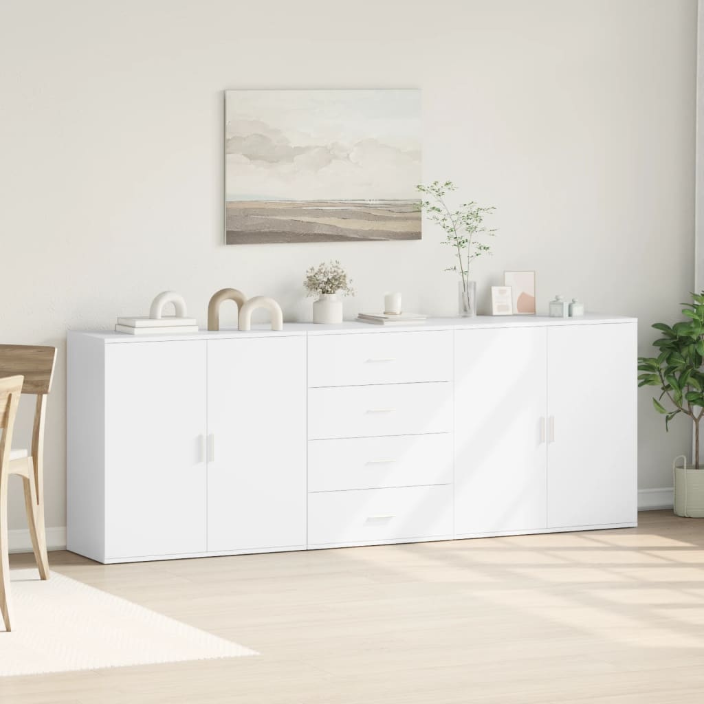 Sideboards 3 pcs White Engineered Wood