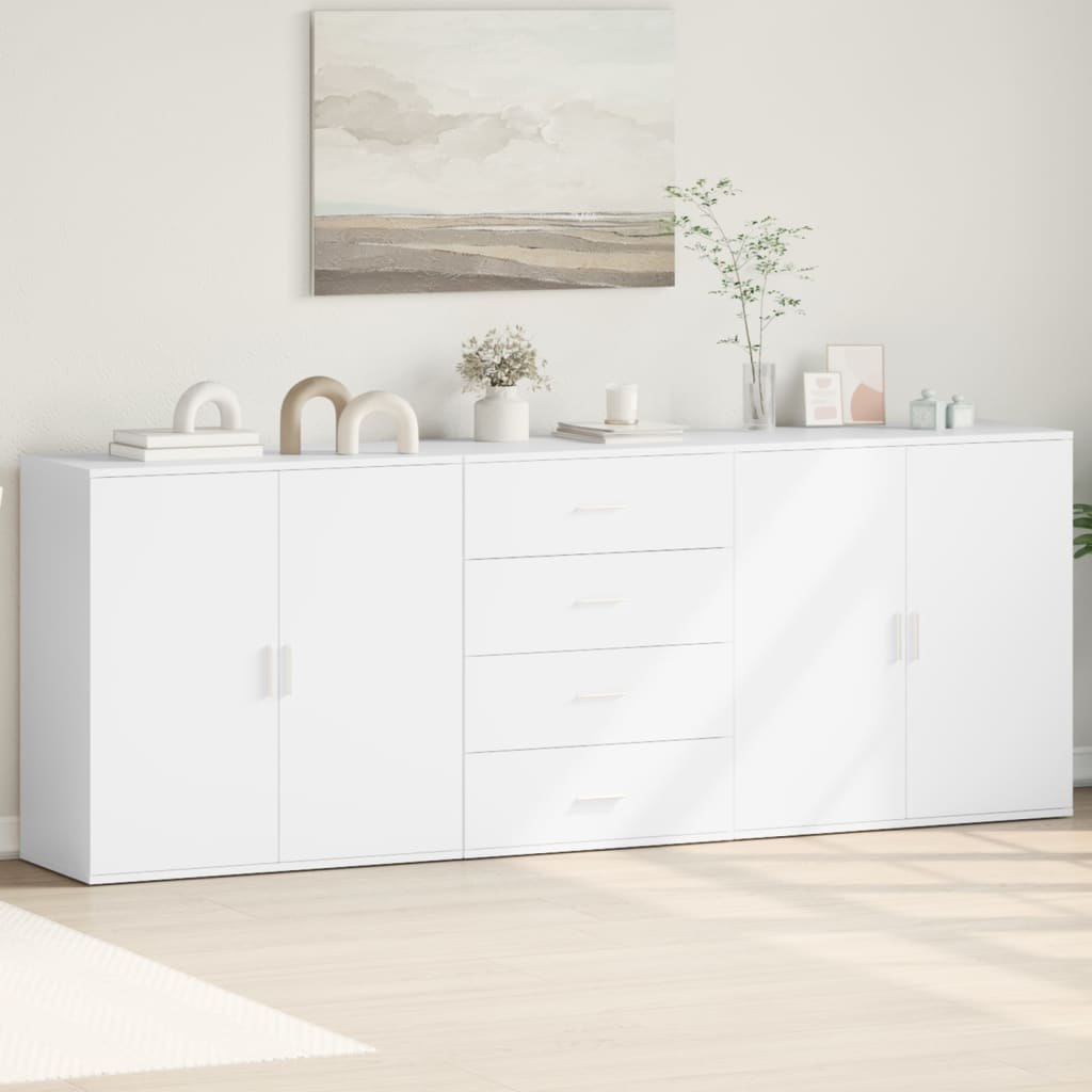 Sideboards 3 pcs White Engineered Wood