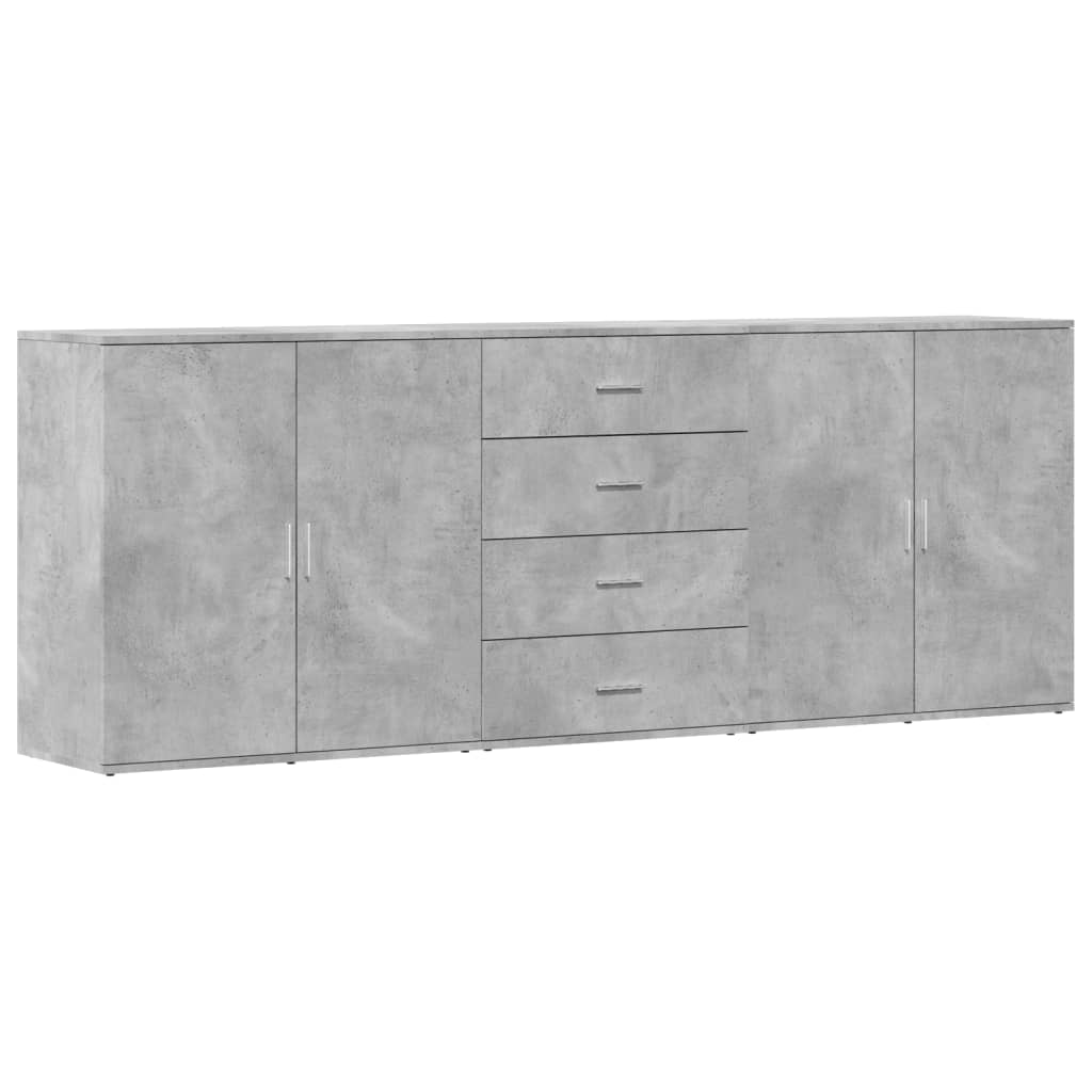 Sideboards 3 pcs Concrete Grey Engineered Wood