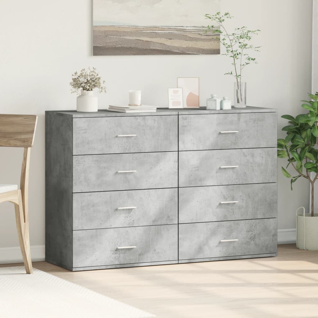 Sideboards 2 pcs Concrete Grey 60x39x80 cm Engineered Wood